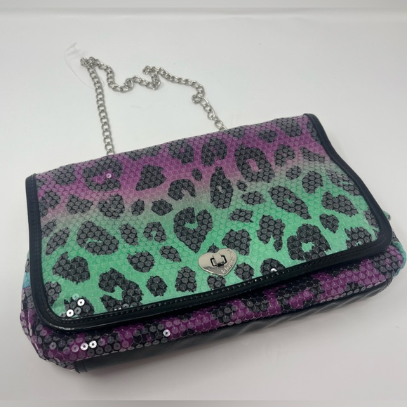 Betsey Johnson Handbags - BETSEY JOHNSON Purse Handbag Bag Multi Color Leopard Print Sequins Chain NWOT